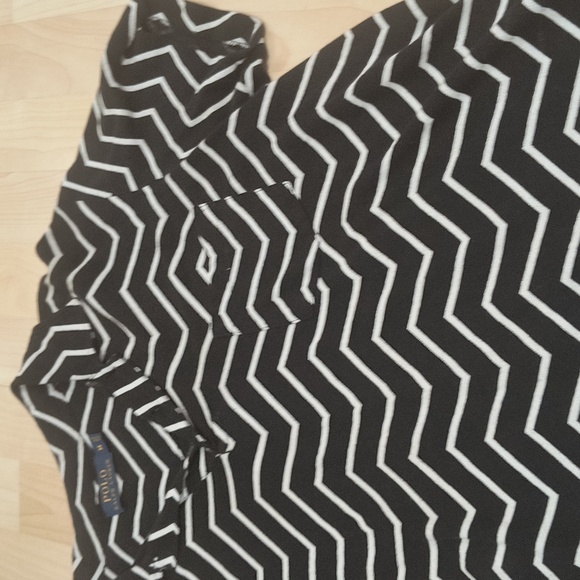 Polo Ralph Lauren Men's Linen/Cotton S/S Polo Shirt Black/White Chevron •Medium - Picture 4 of 4